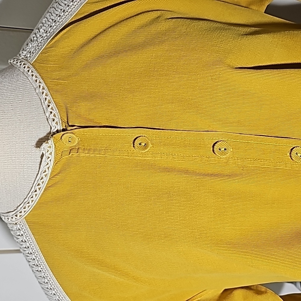 Zara Basic corduroy button down top. Long sleeves. Size large. Crochet … - Picture 2 of 10